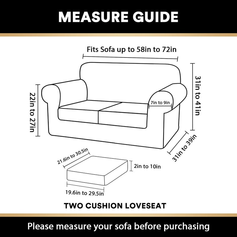 PrinceDeco Velvet Couch Cover Loveseat Covers for 2 Cushion Couch 3 Piece Sofa Covers for Dogs Washable Loveseat Covers Width Up to 72 Inch No Slip Stretch Sofa Slipcover(Medium, Stone Blue) - Image 2